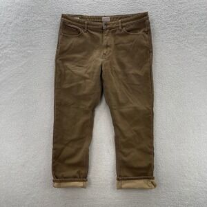 Weatherproof Vintage Pants Mens 38x32 Brown Regular Fit Fleece Lined Canvas Work